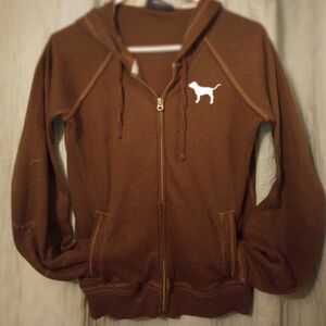 PINK - VS Brown peace full zip hoodie Sz S